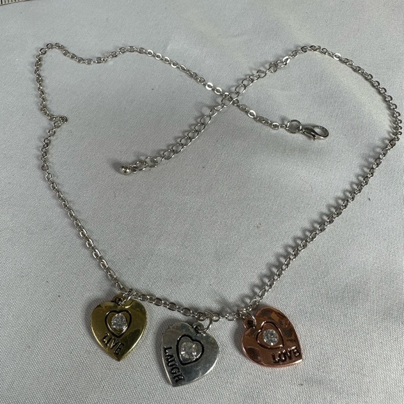 Floating hearts with rhinestones necklace - Picture 4 of 5